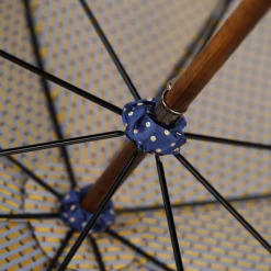 Outlet Il Marchesato Elegant Umbrella with Blue Leather Handle and Beechwood Shaft