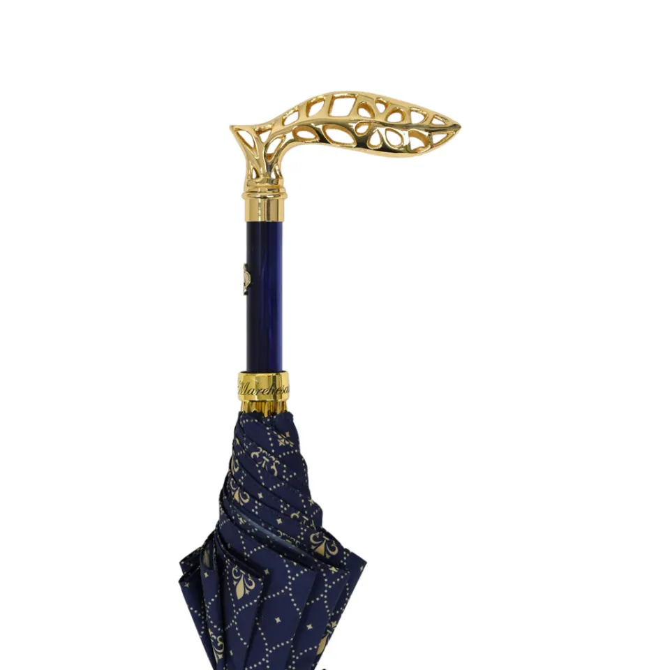 Best Il Marchesato Elegant Umbrella with Filigree Metal Handle and Lily Design