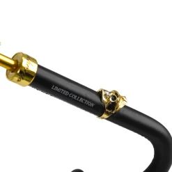 Sale Il Marchesato Elegant Umbrella with Leather Handle, Gold Skull, and Ornate Black and