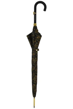 Sale Il Marchesato Elegant Umbrella with Leather Handle, Gold Skull, and Ornate Black and