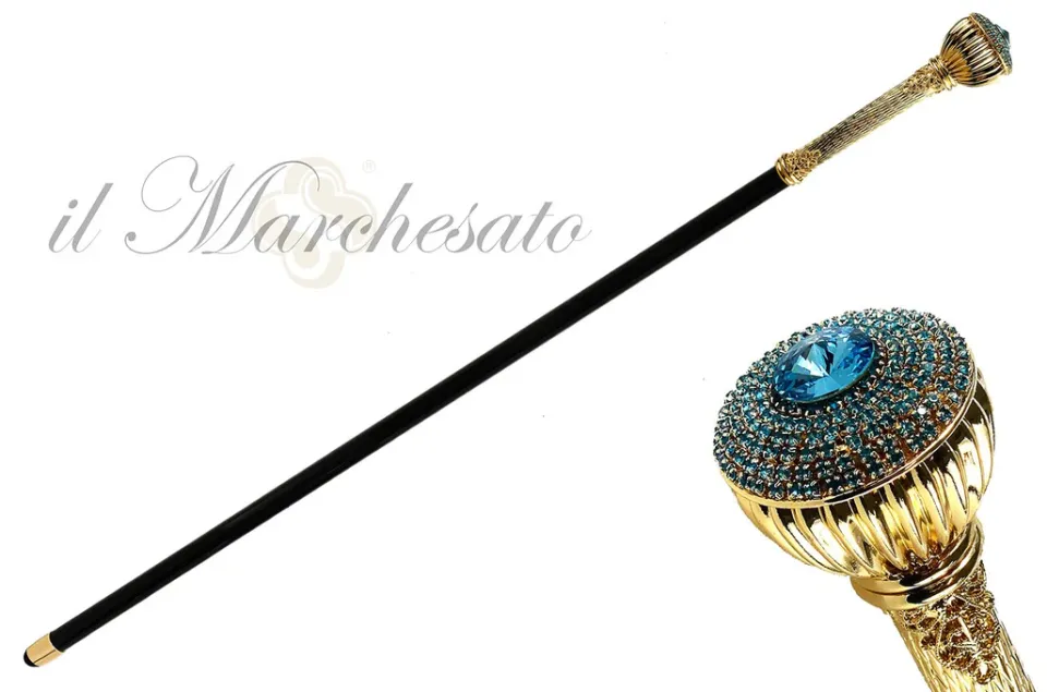 Fashion Il Marchesato Elegante Bastone Da Passeggio Con Acquamarina