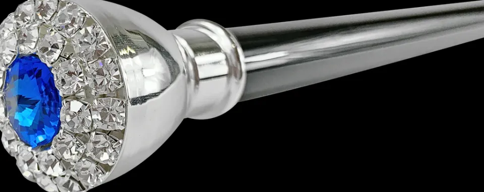 Online Il Marchesato Elegante bastone da passeggio con manopola e cristalli in argento plac