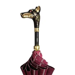 Outlet Il Marchesato Elegante ombrello - Manico Dobermann placcato oro 24K