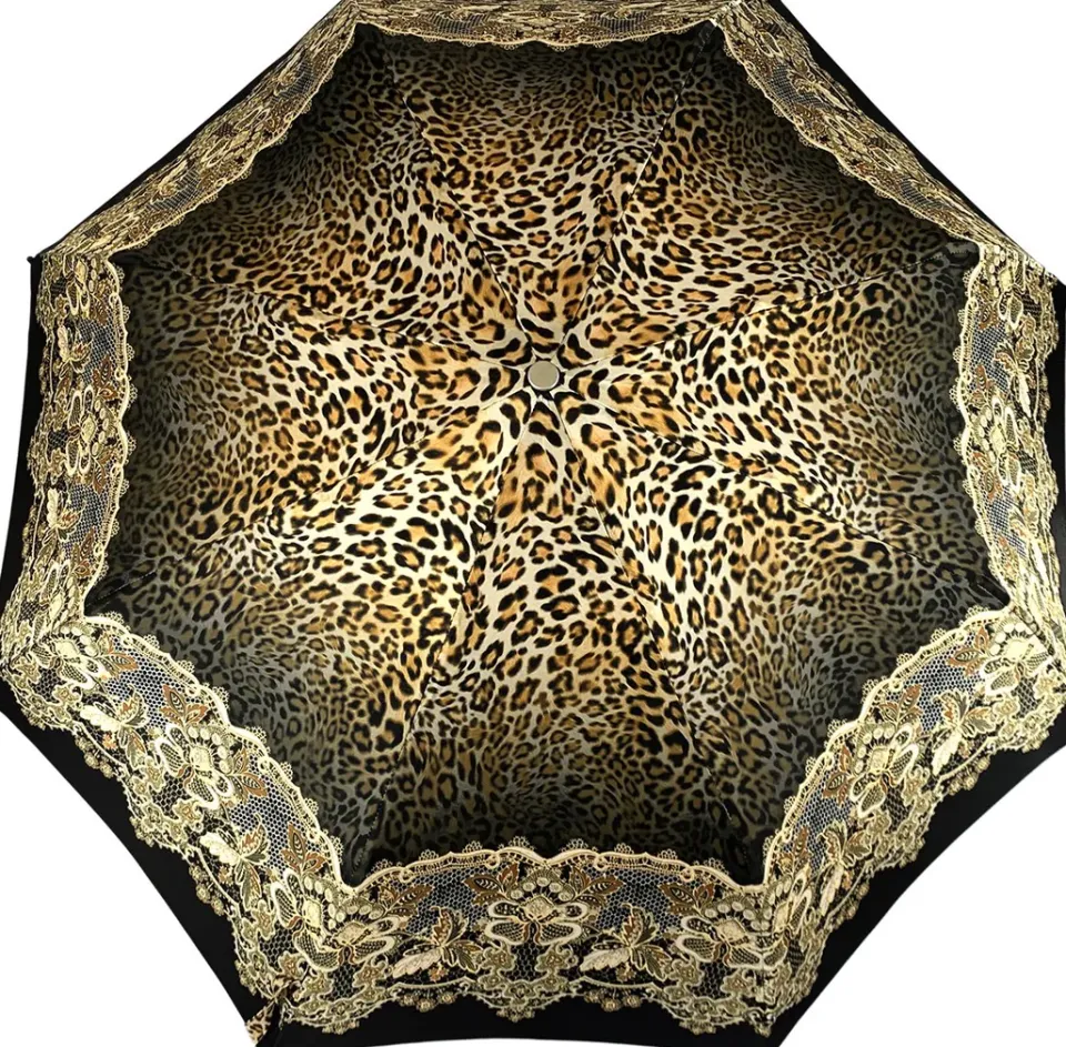 Clearance Il Marchesato Elegante ombrello con disegno in pizzo e leopardo