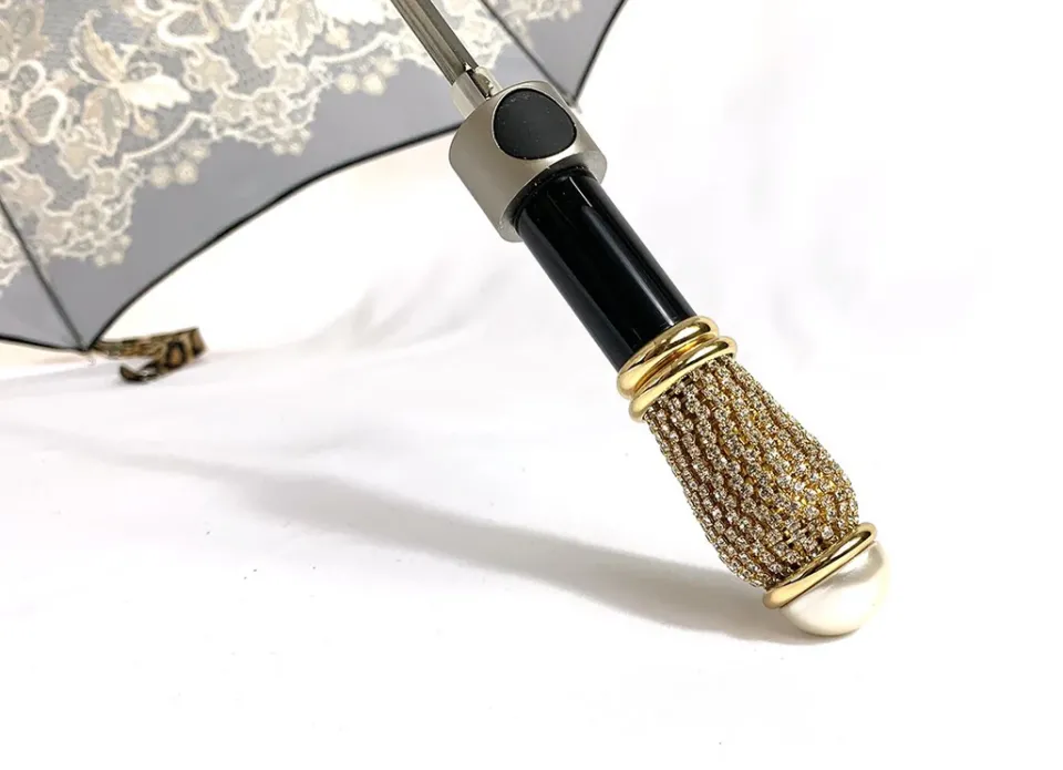 Clearance Il Marchesato Elegante ombrello con disegno in pizzo e leopardo