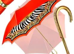 Discount Il Marchesato Elegante ombrello con stampa animalier interna, doppio tessuto