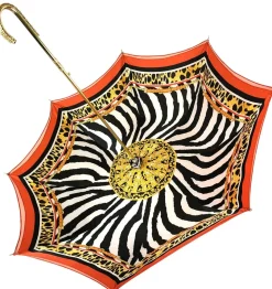 Discount Il Marchesato Elegante ombrello con stampa animalier interna, doppio tessuto