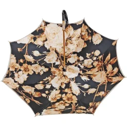 Sale Il Marchesato Elegante ombrello da donna con design a fiori neri e marroni