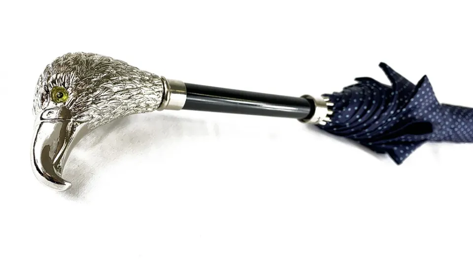 Online Il Marchesato Elegante ombrello da uomo con falco placcato argento