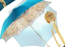 Outlet Il Marchesato Elegante ombrello di lusso con sfumatura turchese - made in Italy