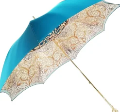 Outlet Il Marchesato Elegante ombrello di lusso con sfumatura turchese - made in Italy