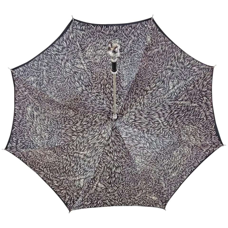 Fashion Il Marchesato Elegante ombrellone - lupo 925 argento con design della pelliccia