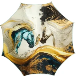Online Il Marchesato Equestrian Elegance: Light Blue Umbrella with Golden Horse Head Handle