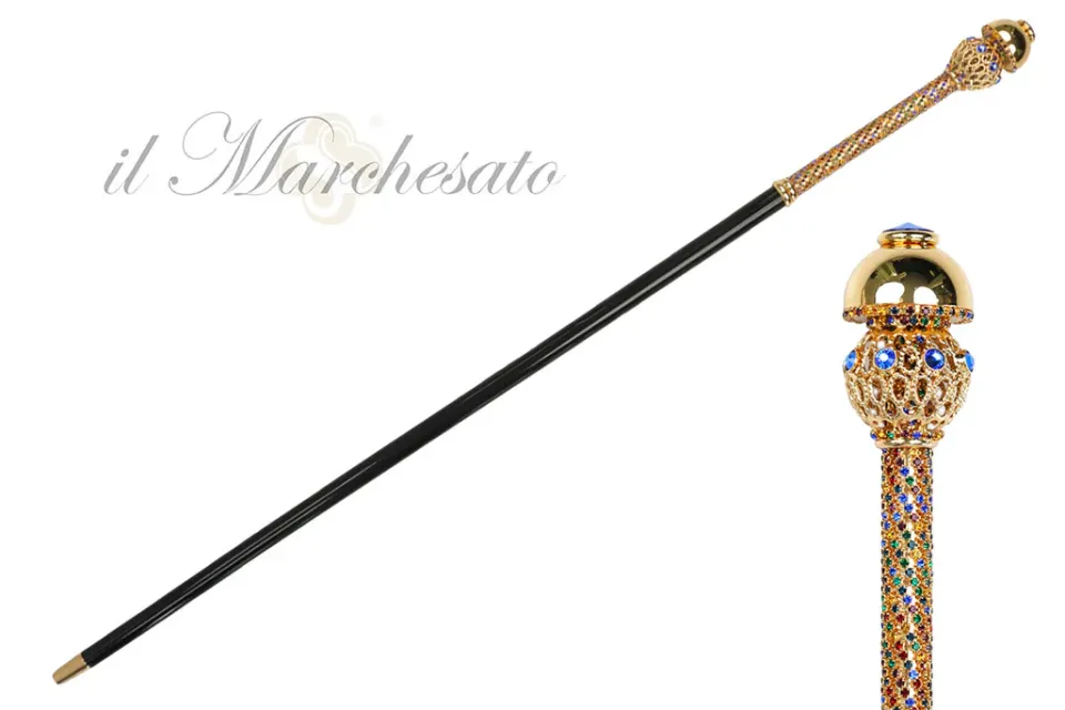 Sale Il Marchesato Golden Majesty: 24K Gold-Plated Walking Canes with Crystal Elegance