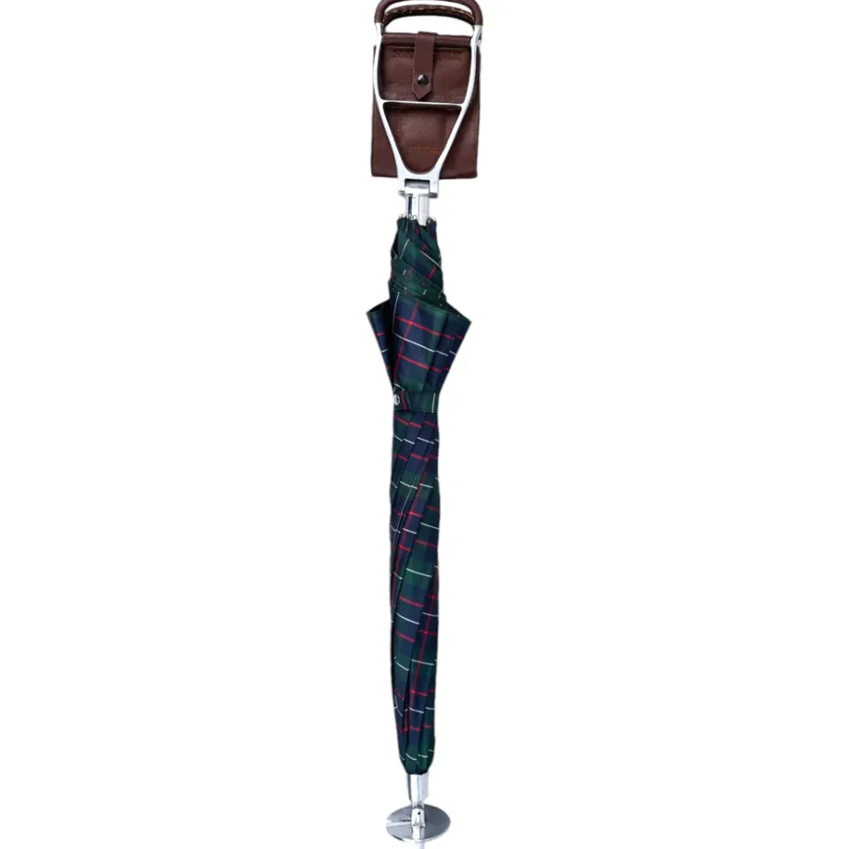 Discount Il Marchesato Handcrafted Leather Seat Umbrella- Tartan design