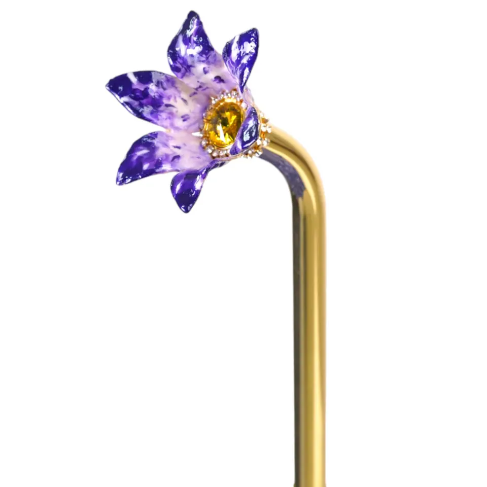 New Il Marchesato Handcrafted Umbrella with 24K Gold-Plated Hand-Painted Metal Flower Ha