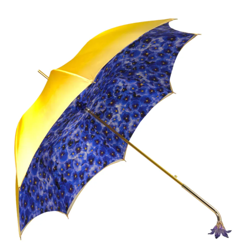 New Il Marchesato Handcrafted Umbrella with 24K Gold-Plated Hand-Painted Metal Flower Ha
