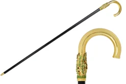 Online Il Marchesato Hand-Painted Golden Plated Metal Walking Cane with Leaf Design