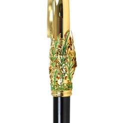 Online Il Marchesato Hand-Painted Golden Plated Metal Walking Cane with Leaf Design