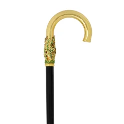 Online Il Marchesato Hand-Painted Golden Plated Metal Walking Cane with Leaf Design