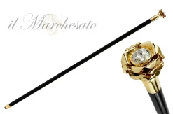Online Il Marchesato Il Bastone da passeggio con Rosa in ottone dorata
