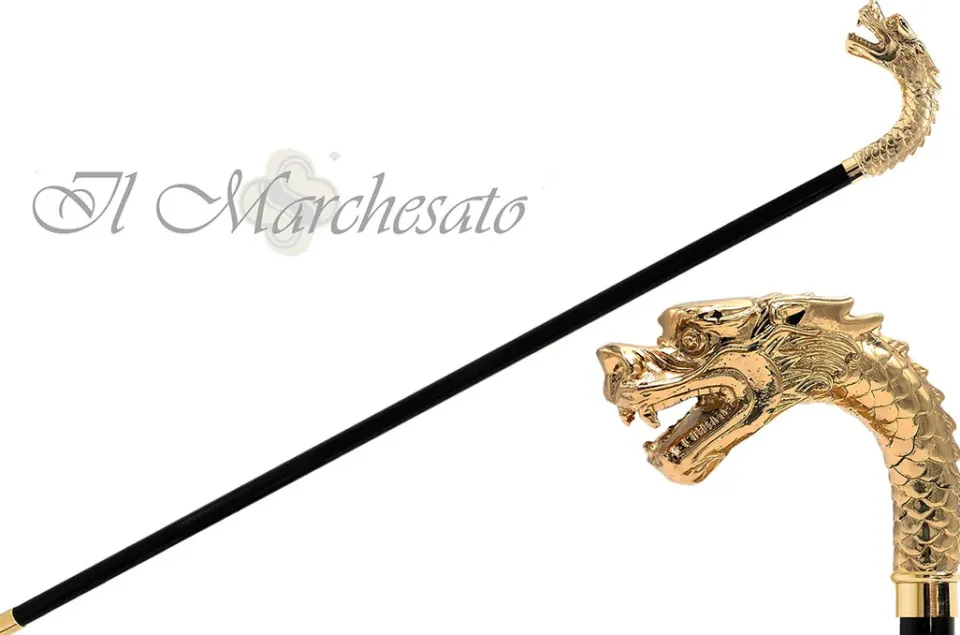 New Il Marchesato bastone da passeggio - Drago dorato esclusivo