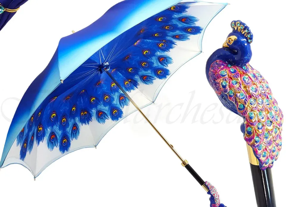 Fashion Il Marchesato Blue Peacock Umbrella Ombrello da donna alla moda eccezionale