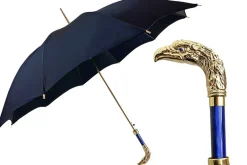 Hot Il Marchesato Impugnatura da aquila 24k - Elegante ombrello blu