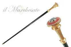 New Il Marchesato Incredibile bastone da passeggio con cristalli rosso-bianco-nero