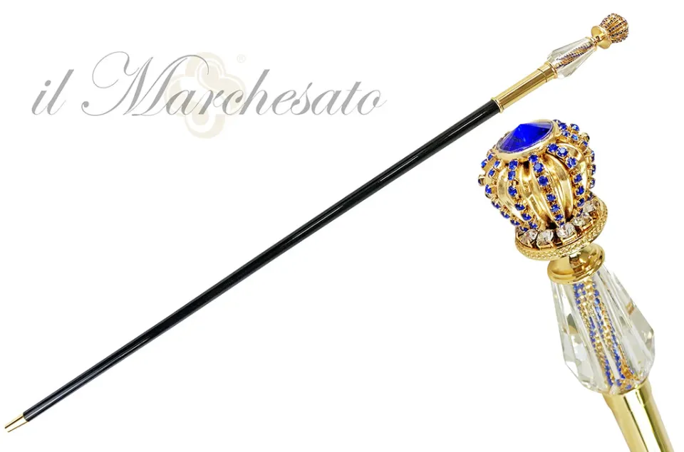 Clearance Il Marchesato Incredibile bastone da passeggio con cristalli blu