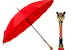 Outlet Il Marchesato LIMITED COLLECTION - Exclusive Red Umbrella with Jeweled Panther Handl