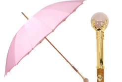 Best Il Marchesato LIMITED COLLECTION - Pink Umbrella with Gold-Plated Handle and Quartz