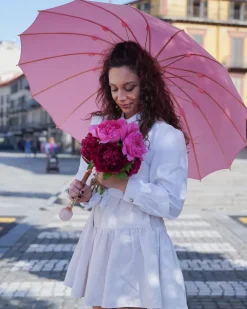 Best Il Marchesato LIMITED COLLECTION - Pink Umbrella with Gold-Plated Handle and Quartz