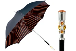 Fashion Il Marchesato Luxury Umbrella with Bold Stripes and Gem-Encrusted Handle