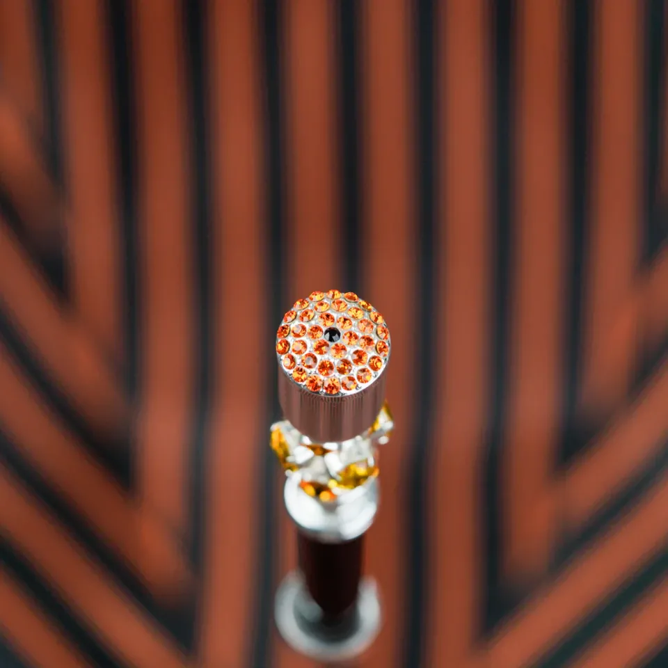 Fashion Il Marchesato Luxury Umbrella with Bold Stripes and Gem-Encrusted Handle