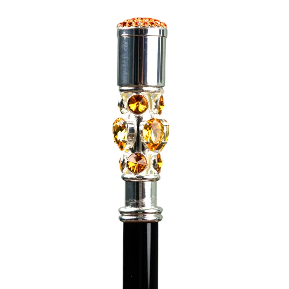 Fashion Il Marchesato Luxury Umbrella with Bold Stripes and Gem-Encrusted Handle