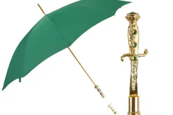 Sale Il Marchesato Majestic Green Umbrella with Ornate Sword Handle in 24K Gold Plating