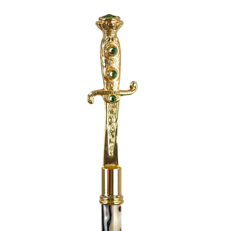 Sale Il Marchesato Majestic Green Umbrella with Ornate Sword Handle in 24K Gold Plating