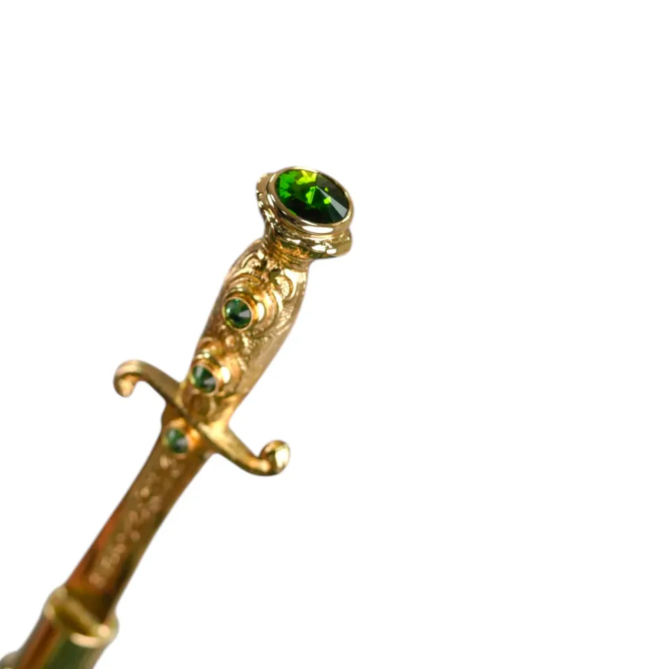 Sale Il Marchesato Majestic Green Umbrella with Ornate Sword Handle in 24K Gold Plating