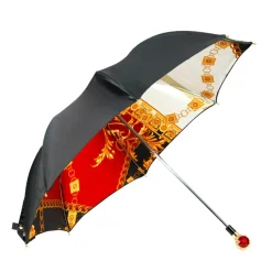 Fashion Il Marchesato Midnight Glamour: Exclusive Black Umbrella Adorned with Bold Red Cryst