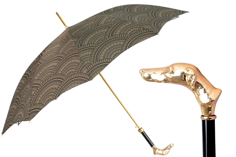 Fashion Il Marchesato Noble Hound: Decorated Umbrella with Gold-Plated Greyhound Handle