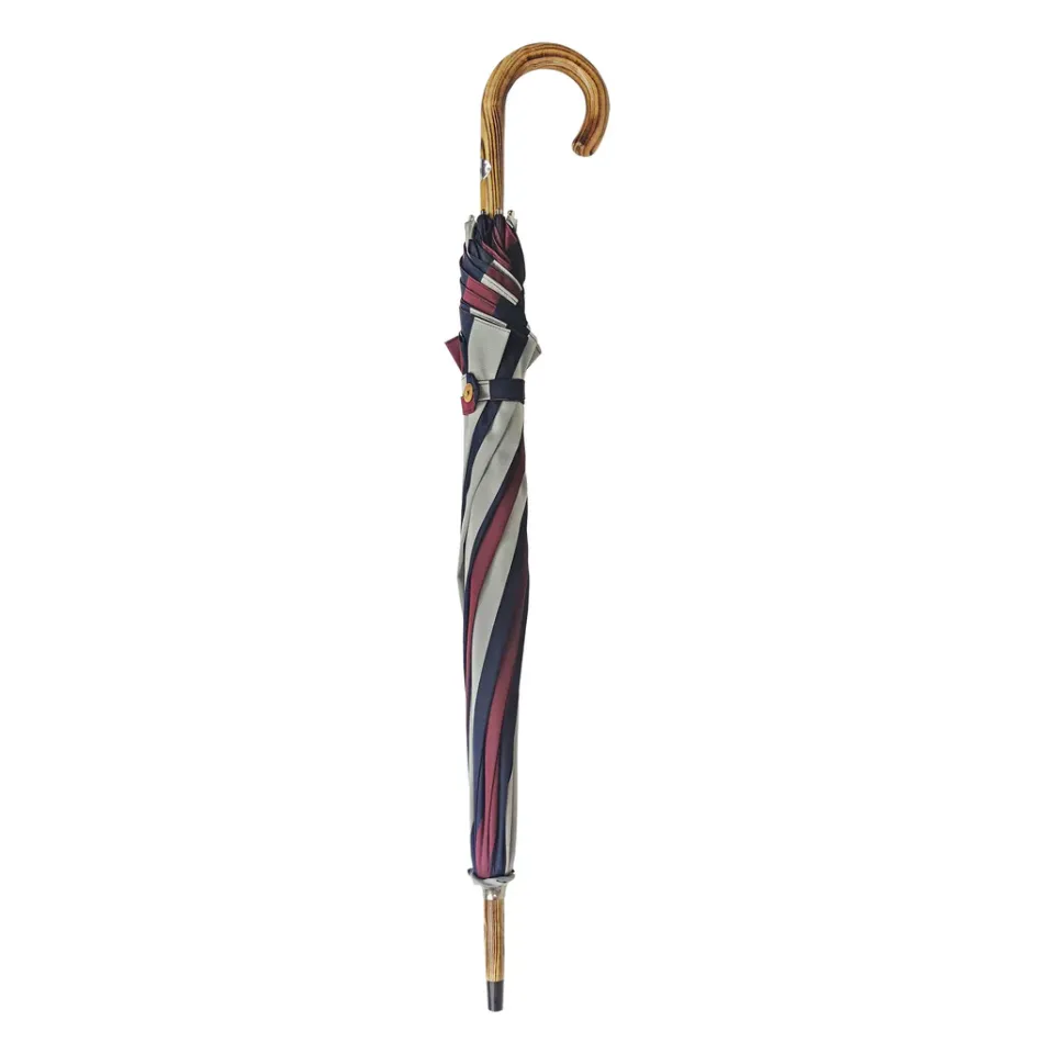 Hot Il Marchesato Ombrello a strisce multicolore - maniglia naturale di faggio