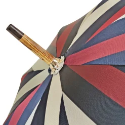 Hot Il Marchesato Ombrello a strisce multicolore - maniglia naturale di faggio