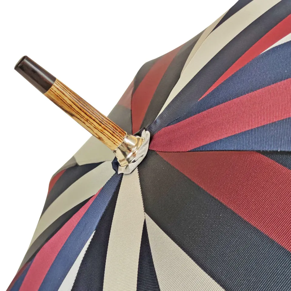 Hot Il Marchesato Ombrello a strisce multicolore - maniglia naturale di faggio