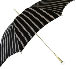 Sale Il Marchesato Ombrello a strisce nero e rosa chiaro