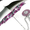 Discount Il Marchesato Ombrello argentato con anemoni e cristalli Fucsia