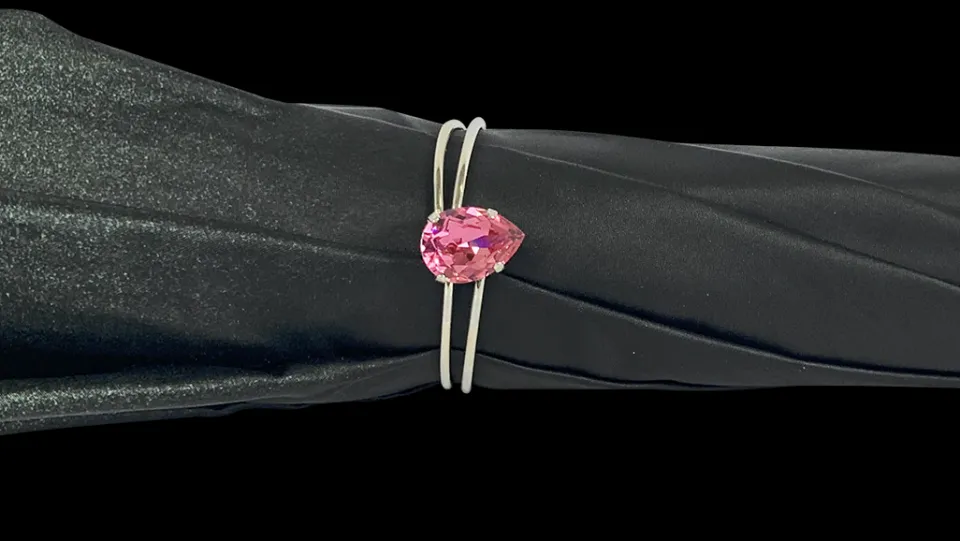 Discount Il Marchesato Ombrello argentato con anemoni e cristalli Fucsia