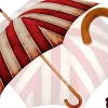 New Il Marchesato Ombrello artigianale - a righe rosso e crema - legno malacca