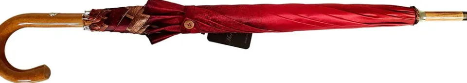 New Il Marchesato Ombrello artigianale - a righe rosso e crema - legno malacca
