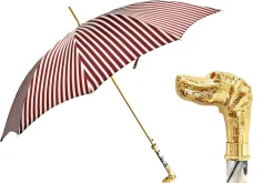 Discount Il Marchesato Ombrello automatico con manico cane da punta placcato oro 24K
